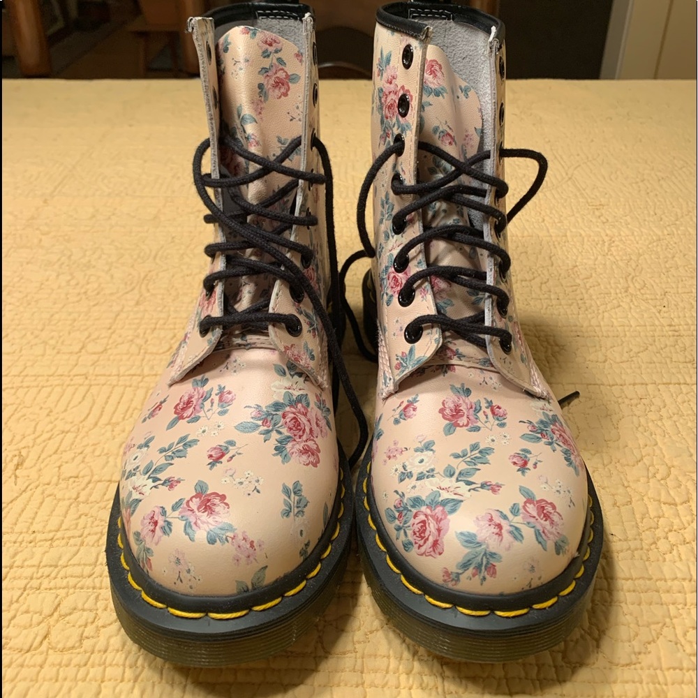 Adorable Flowered Dr. Martens.  US Ladies Brand new. Never worn